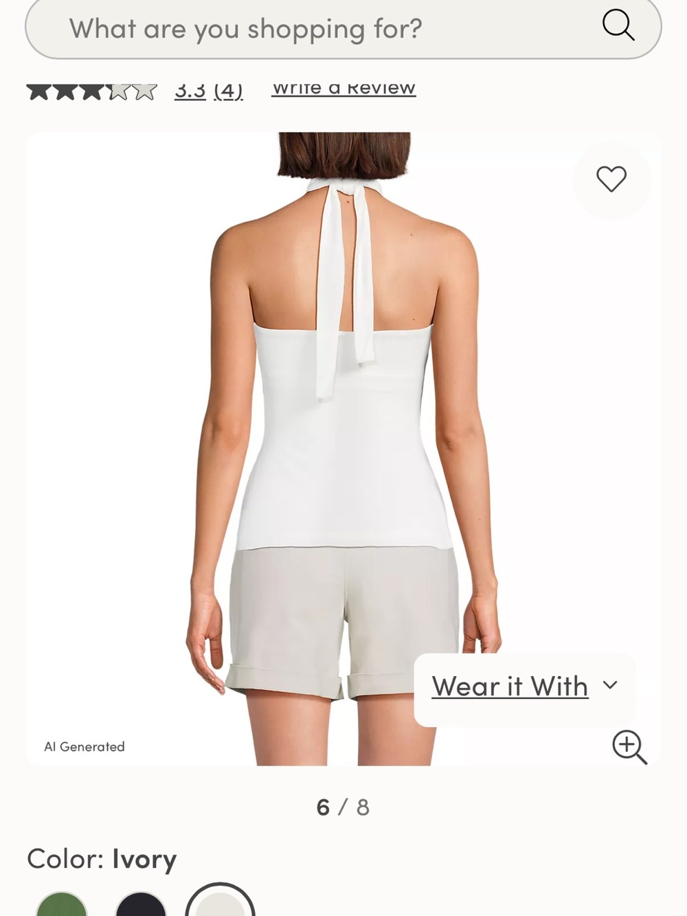NWT Lands' End Women’s Ivory Halter Top XS - Picture 8 of 9